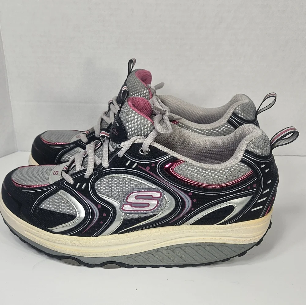 Skechers Black, Gray & Pink Women's Athletic Sneakers - Picture 1 of 7